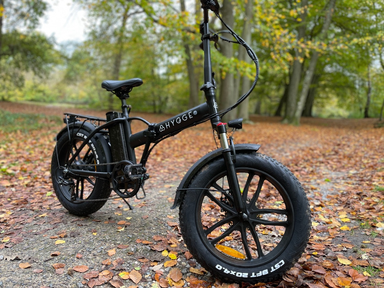 Hygge vester electric bike in black in the woods