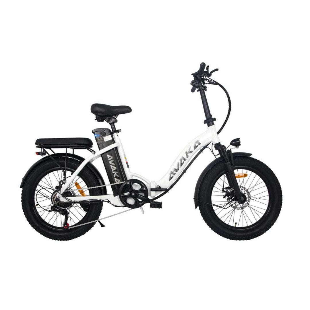 Avaka bz20 plus foldable electric bike white with spoke tyres