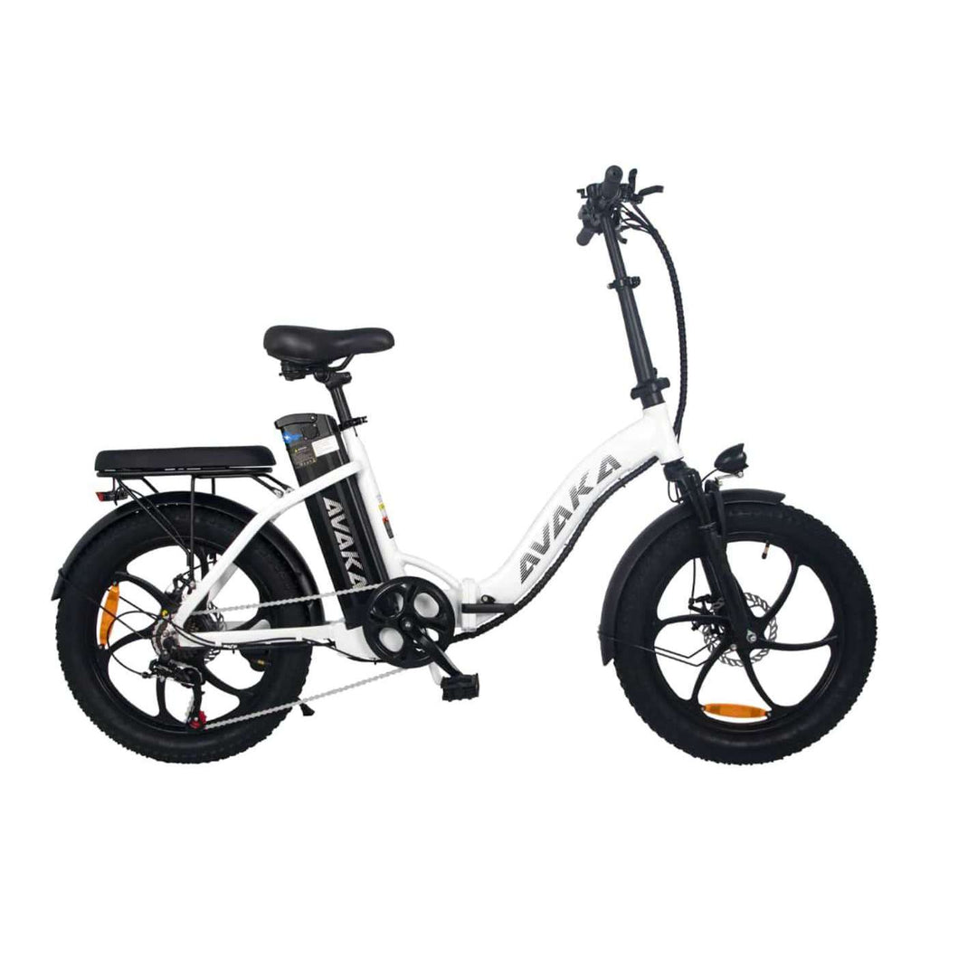 Avaka bz20 plus foldable electric bike white with integrated tyres