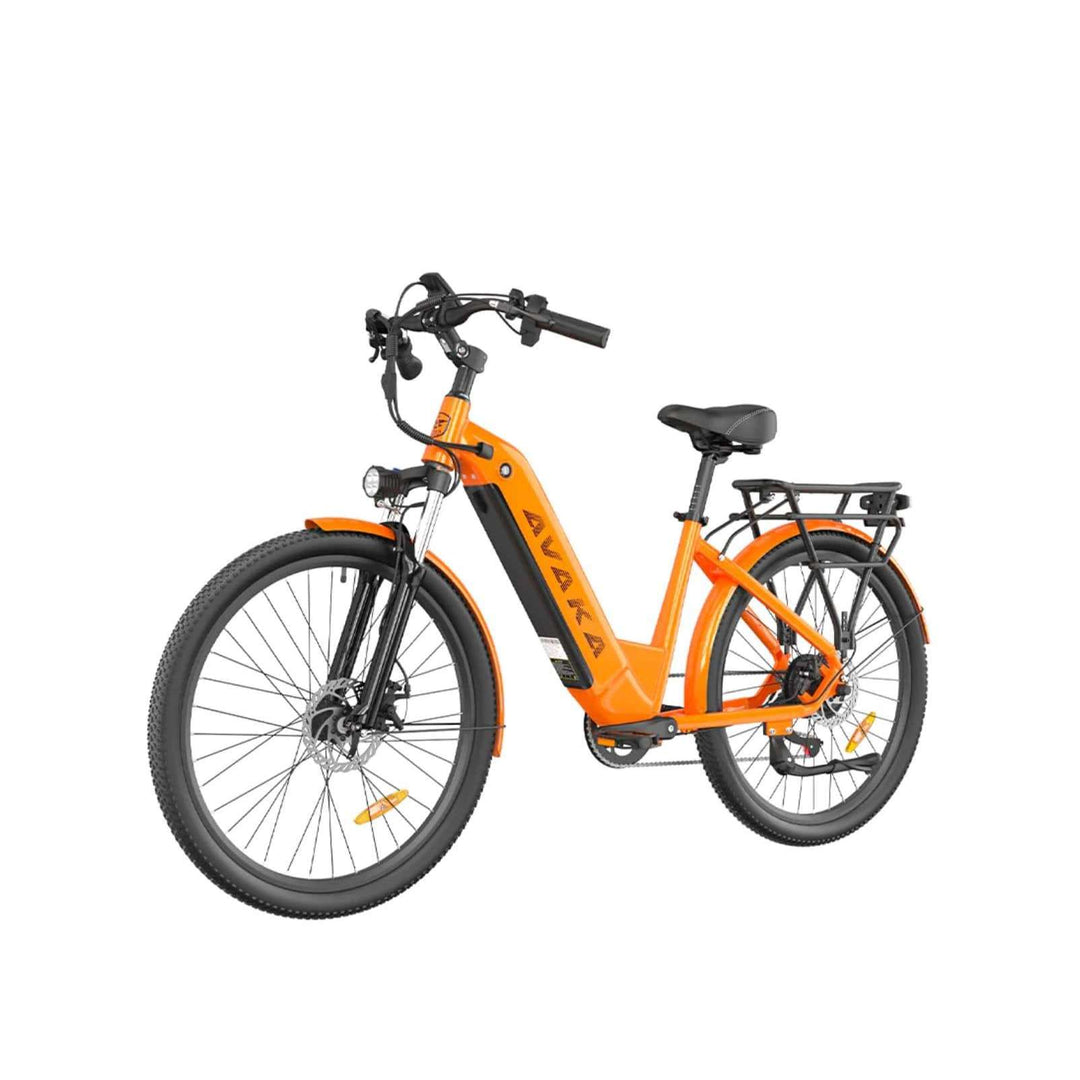 Avaka K200 electric urban commuting bike in orange with rear rack