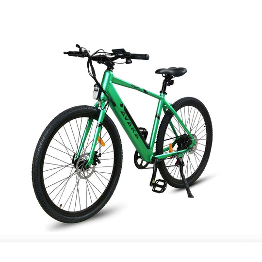 Avaka R3 electric road bike in green on stand