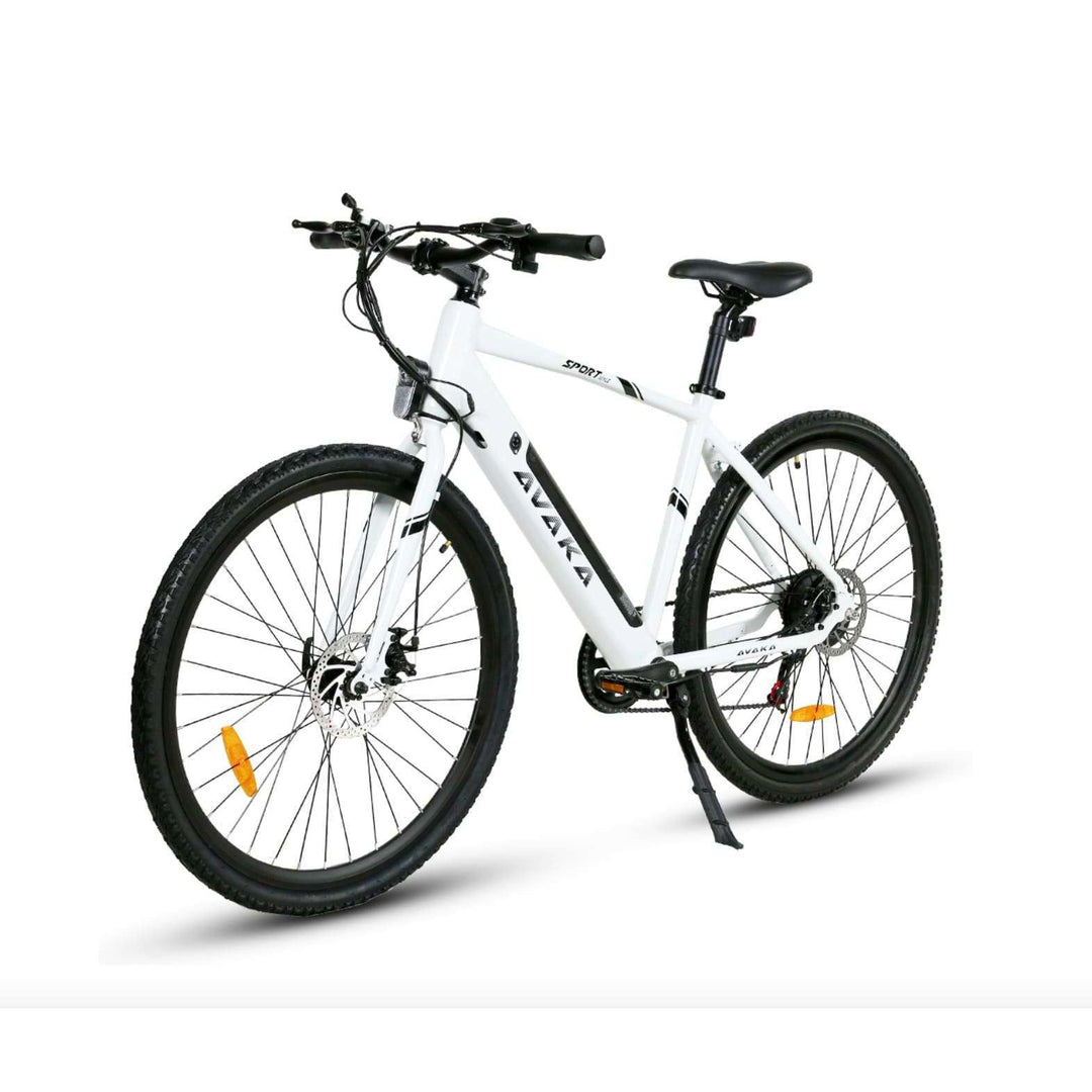 Avaka R3 electric road bike in white on stand