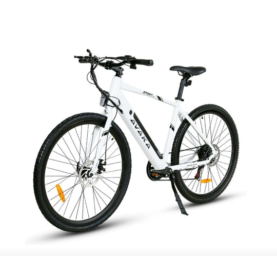 Avaka R3 electric road bike in white on stand