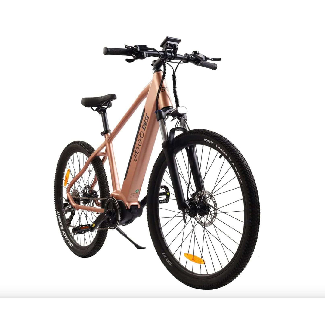gogobest gm26 electric bike in gold on stand