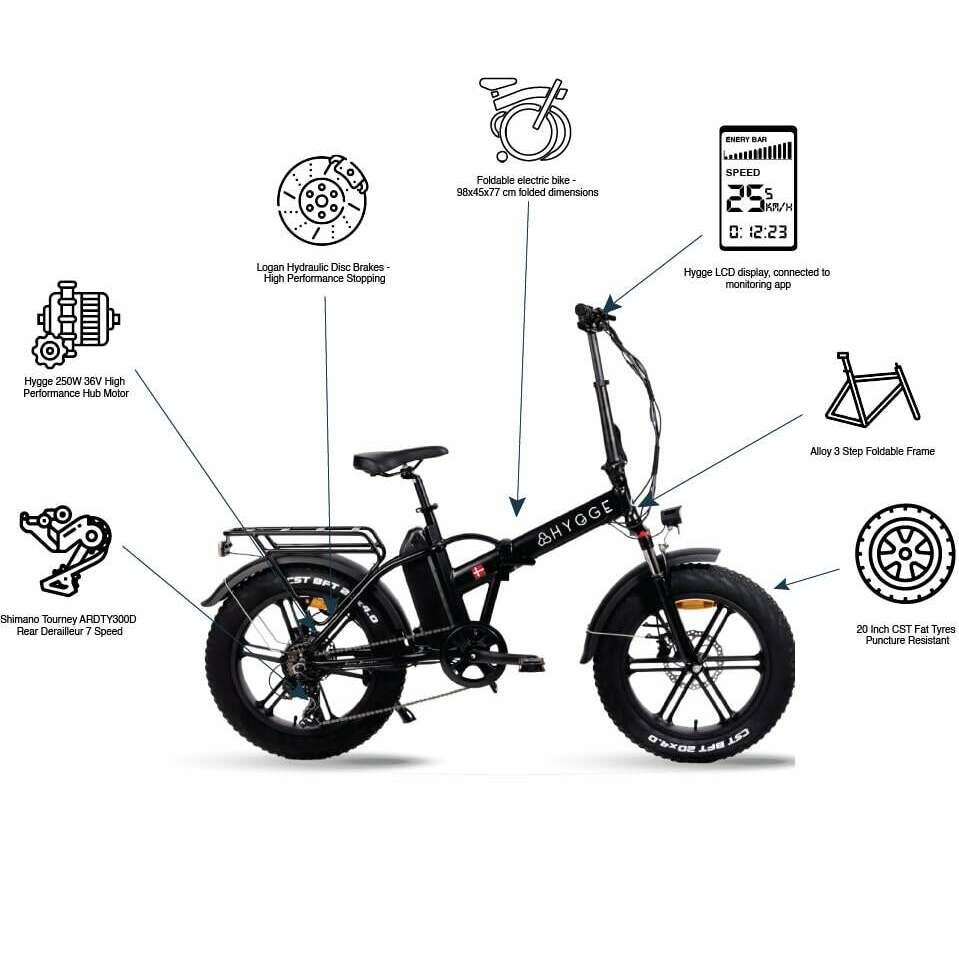 Hygge vester foldable electric bike features