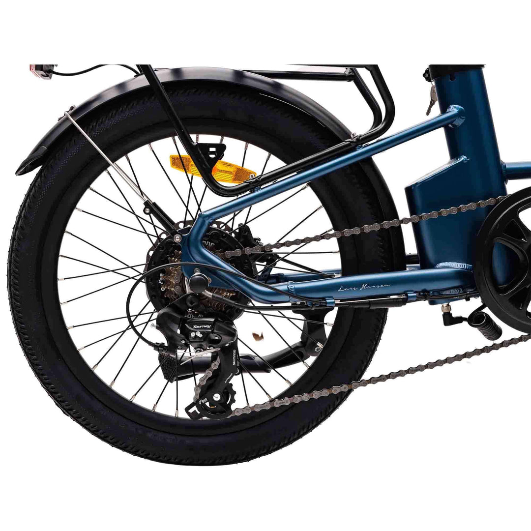Hygge Virum Step Foldable Electric Bike rear spoke wheel