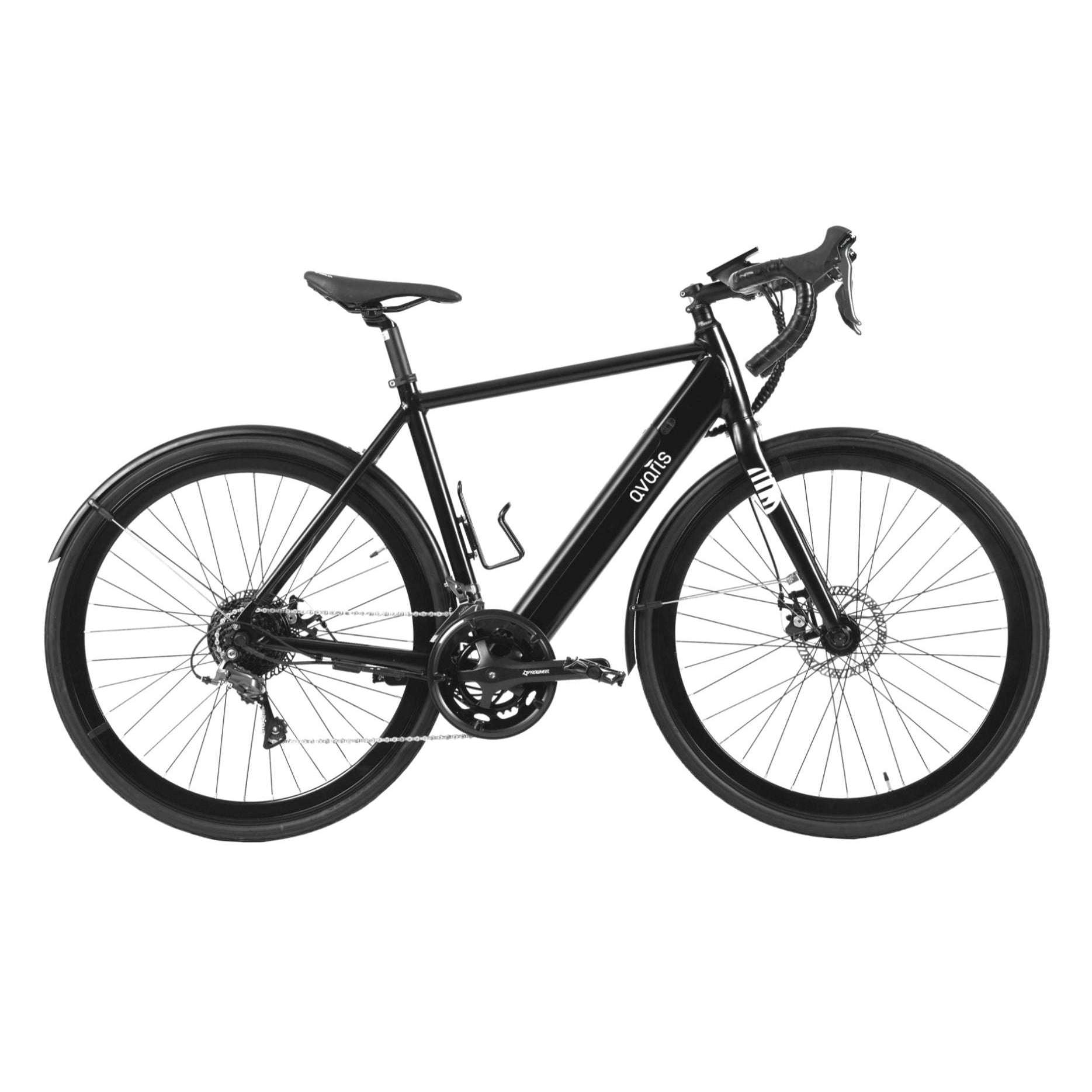 Avaris 3.6 electric bike in black with mudguard