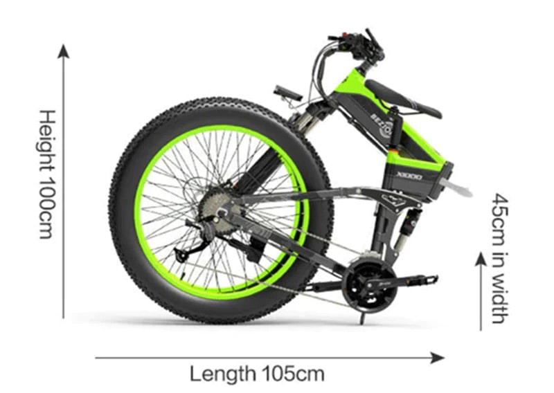 Bezior x1500 electric mountain bike folded dimensions