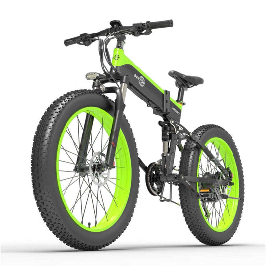 BEZIOR X1500 electric mountain bike in green and black
