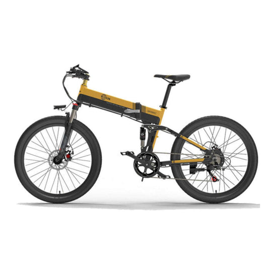 BEZIOR X500 pro foldable electric mountain bike with spoke wheels in yellow