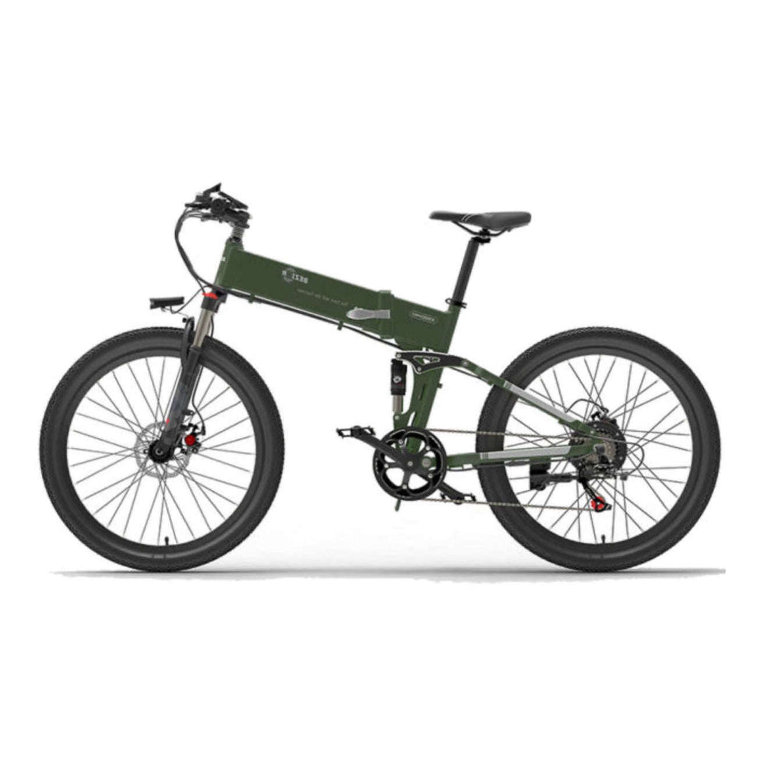 BEZIOR X500 pro foldable electric mountain bike with spoke wheels in green