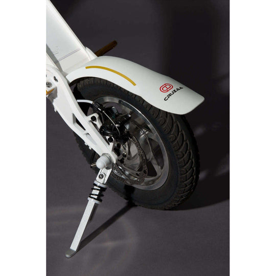 Cruzaa sit-down electric scooter pro rear wheel and stand